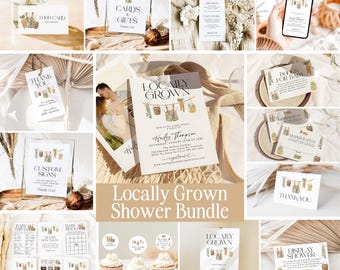 Locally Grown Baby Shower Bundle, Farmers Market Baby Shower Bundle, Locally Grown Baby Shower Games, Editable Locally Grown Invitation, LG