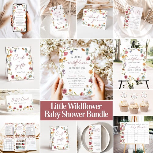 Little Wildflower Baby Shower Bundle Wildflower Baby Shower Invitation Template Floral Baby Shower Invite Printable Digital Shower Games P9