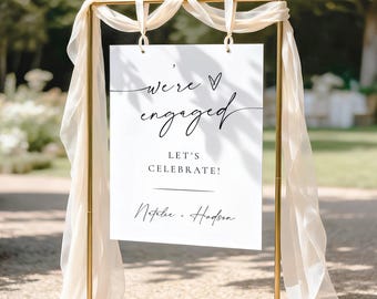 Engagement Party Welcome Sign Modern Minimalist Engagement Celebration Entrance Sign We're Engaged Lets Celebrate Printed & Shipped AD
