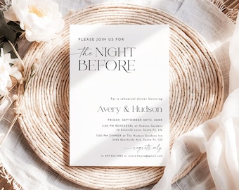 The Night Before Rehearsal Dinner Invitation Modern Minimalist Rehearsal Dinner Invite One Day Away Instant Download Editable Template ML