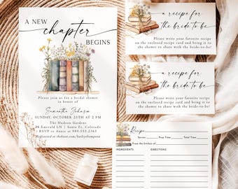 A New Chapter Bridal Shower Invitation Her Next Chapter Begins Wedding Shower Invite Story Book Bridal Brunch Invites Printed & Shipped NC