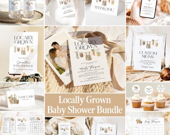 Locally Grown Baby Shower Bundle Farmers Market Baby Shower Bundle Locally Grown Baby Shower Games Editable Locally Grown Invitation LG