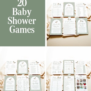Mallard Baby Shower Invitation Bundle Green Plaid Duck Baby Shower Invite Duck Hunting Shower Games Editable Template Instant Download MD image 8