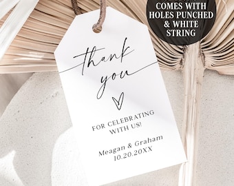 Printed Favor Tags Custom Thank You Tags for Wedding Bridal Shower Baby Shower Birthday Modern Minimalist Favour Tag Printed & Shipped ML