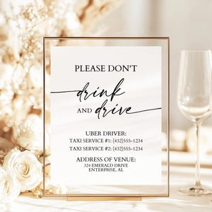Please Don't Drink and Drive Event Sign DIY Printable Uber Wedding Sign Editable Customizable Wedding Bar Sign Instant Download M1