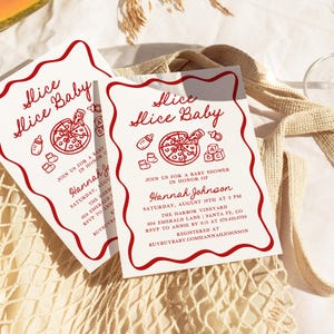 Slice Slice Baby Shower Invitation Template, Editable Italian Pizza Baby Shower Invite, DIY Special Delivery Baby Shower Invites, SB