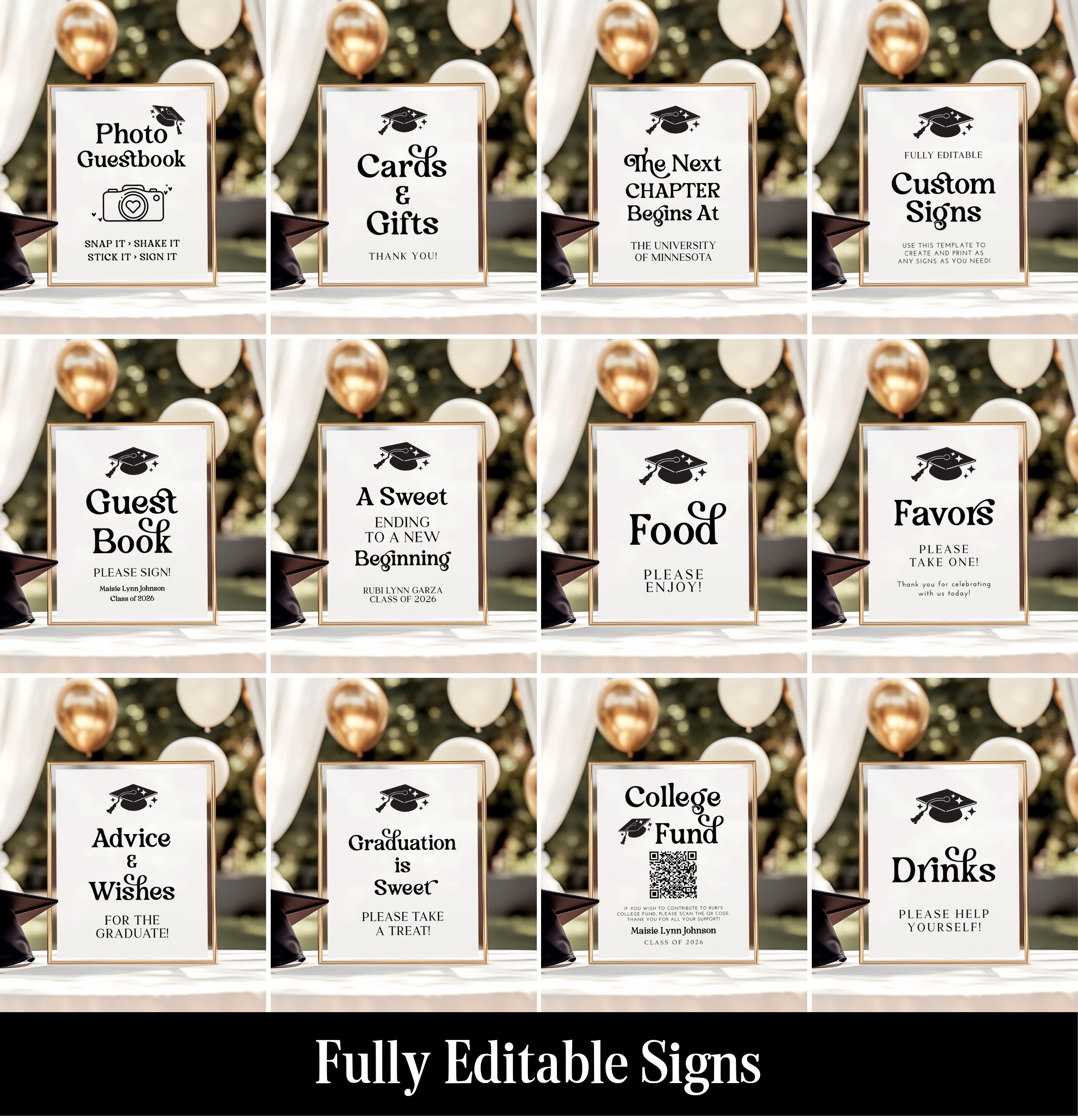 Graduation Layout Signage Graduation Party Sign Bundle, Editable Grad Party Templates, Printable ...
