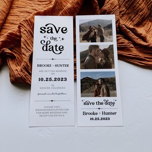 Modern Minimalist Retro Save the Date Template Printable Save The Date With Photo DIY Photo Booth Strip Card Editable Template Invitation R1 image 3