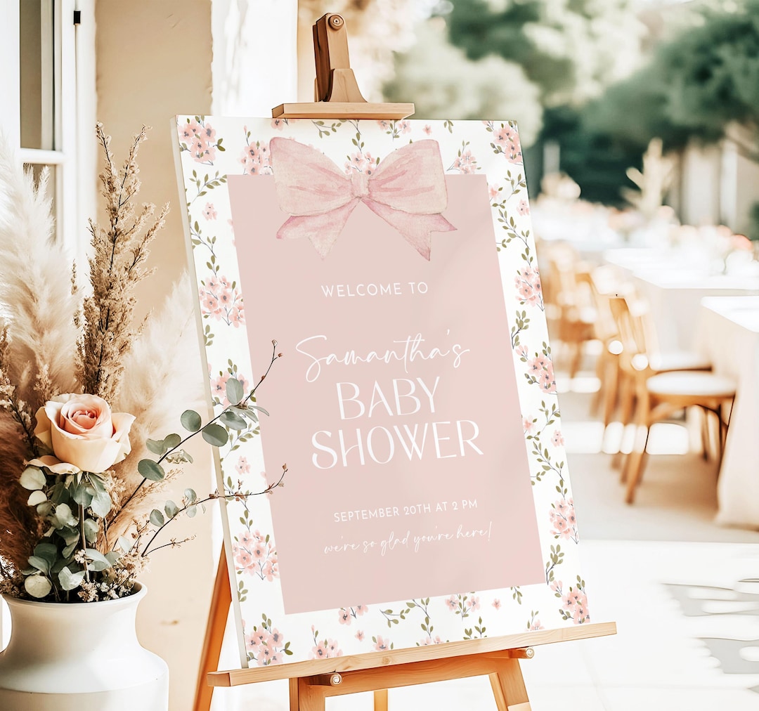 Shabby Chic Baby Shower Welcome Sign Template, Customizable