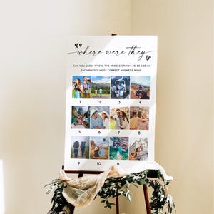 Where Were They Bridal Shower Game Poster, Minimalist Photo Guessing Game Card And Sign, Couples Shower Game, Editable Canva Template