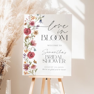 Love In Bloom Bridal Shower Welcome Sign Wild flower Bridal Shower Welcome Sign Floral Spring Bridal Shower Poster Editable Template P5
