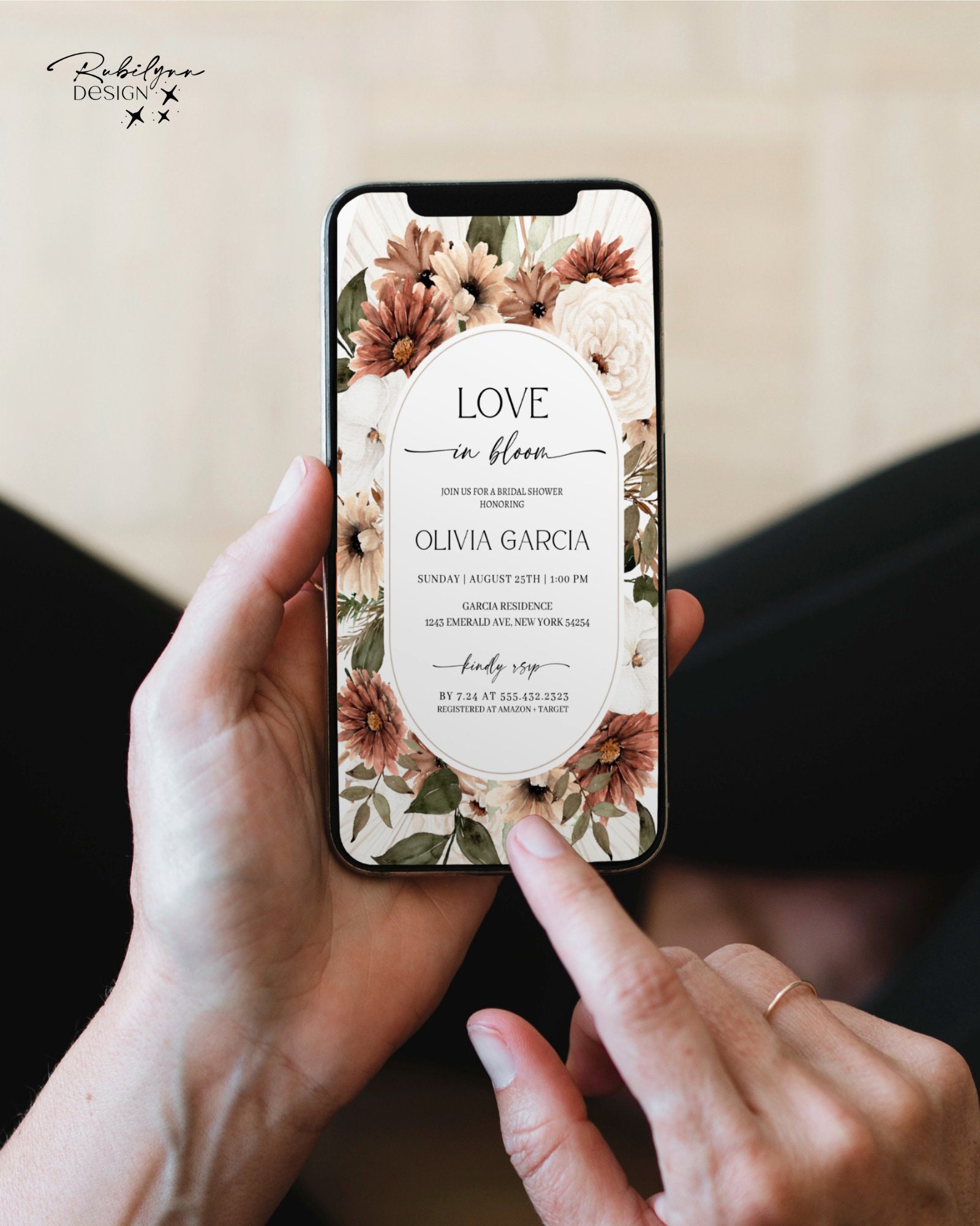 Wildflower Bridal Shower Evite Template, Boho Electronic Bridal Shower ...