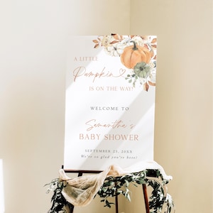 Pumpkin Baby Shower Welcome Sign, Little Pumpkin On The Way Baby Shower, Fall Baby Shower, Autumn Harvest Baby Party Signage G5
