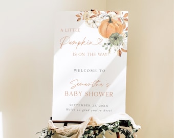 Pumpkin Baby Shower Welcome Sign, Little Pumpkin On The Way Baby Shower, Fall Baby Shower, Autumn Harvest Baby Party Signage G5