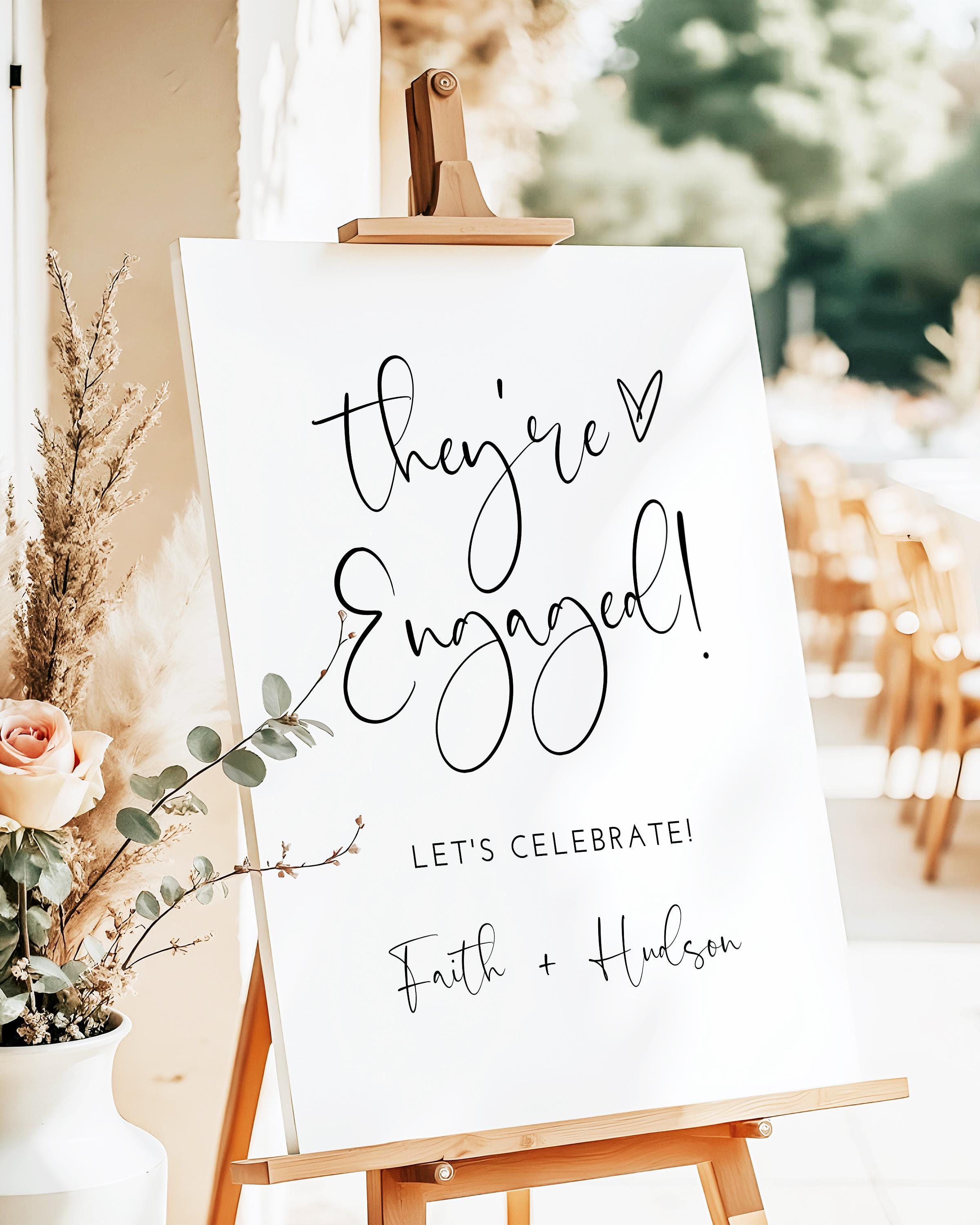 Signs About Getting Engaged Engagement Party Sign They're Engaged Sign Modern Minimalist Engagement ...