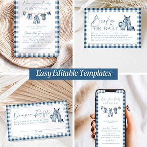 Blue Jean Baby Shower Invitation, Denim Western Baby Shower Template, Western Rustic Baby Shower Invite, Country Boy Baby Shower Invites, BJ imagen 2