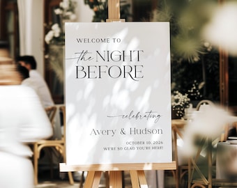 The Night Before Welcome Sign Rehearsal Dinner Welcome Sign Customizable Welcome to the Night Before Poster Modern Printed + Shipped ML
