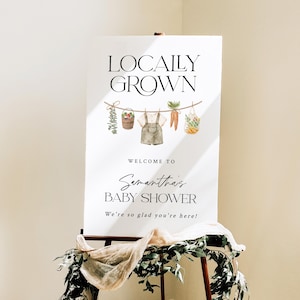 Locally Grown Baby Shower Welcome Sign, Farmers Market Baby Shower Welcome Sign, Editable Locally Grown Baby Shower Signage, LG