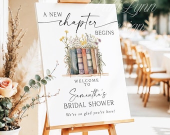 New Chapter Bridal Shower Welcome Sign Template, Storybook Theme Editable Poster, Book Themed Party Sign, A New Story Begins Decor, NC