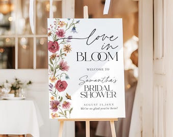 Love In Bloom Bridal Shower Welcome Sign Wildflower Bridal Shower Welcome Sign Floral Spring Bridal Shower Poster Printed + Shipped P5