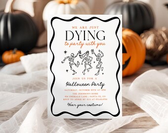 Hand Drawn Halloween Party Invitation, Editable Printable Halloween Costume Party Invite, Whimsical Hand Drawn Halloween Party Invitation H1