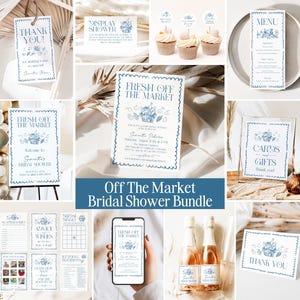 Off The Market Bridal Shower Invite Bundle, Farmer&#39;s Market Bridal Shower, Fresh Off the Market Bridal Shower Invite, Editable Template FO