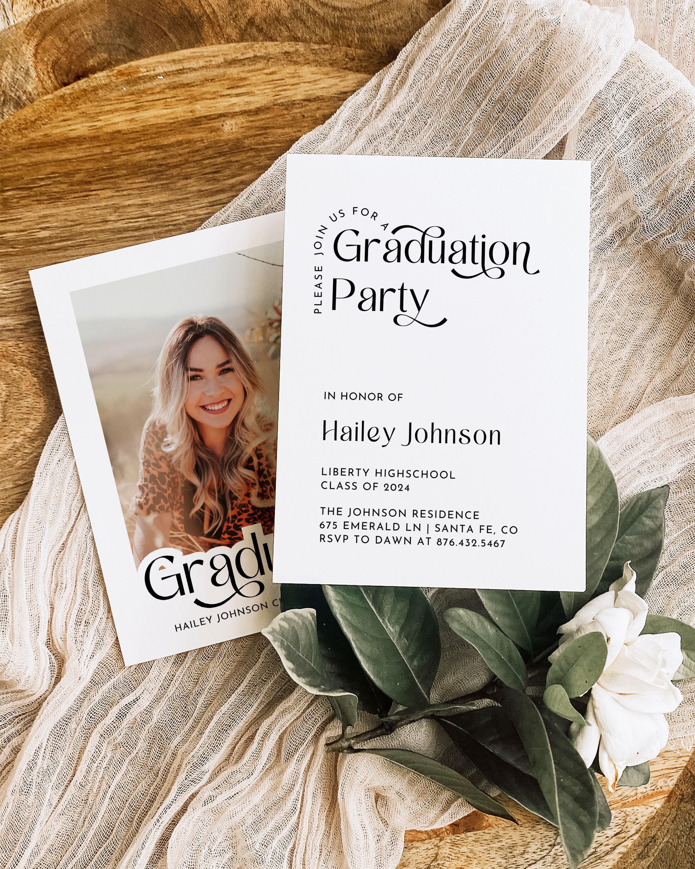 Double Sided Graduation Party Invitation Template DIY Editable Photo ...
