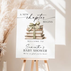 First Chapter Welcome Sign New Chapter Baby Shower Welcome Sign Template, Storybook Theme Editable ...