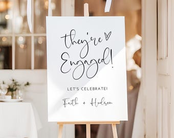 Engagement Party Sign They're Engaged Sign Modern Minimalist Engagement Party Signage Printed + Shipped Simple Boho Wedding Poster KL