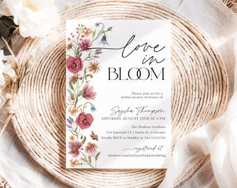 Love In Bloom Bridal Shower Invite Wild flower Bridal Shower Invitation Floral Spring Bridal Shower Evite Editable Template, P5