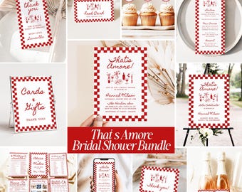 That’s Amore Bridal Shower Invitation Bundle Italian Checkered Hand Drawn Design Editable Wedding Shower Games & Signs Digital Download T3