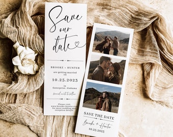 Photo Booth Save the Date Template: Minimalist Design (Canva Editable)