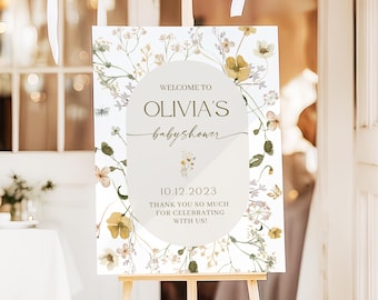 Wildflower Baby Shower Welcome Sign Template, Wildflower Baby Shower, Floral Welcome Sign, Baby Shower Welcome Poster, Shower Welcome, WF1