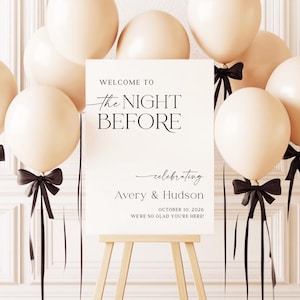 The Night Before Wedding Welcome Sign Rehearsal Dinner Welcome Sign Customizable Welcome to the Night Before Poster Printed + Shipped ML