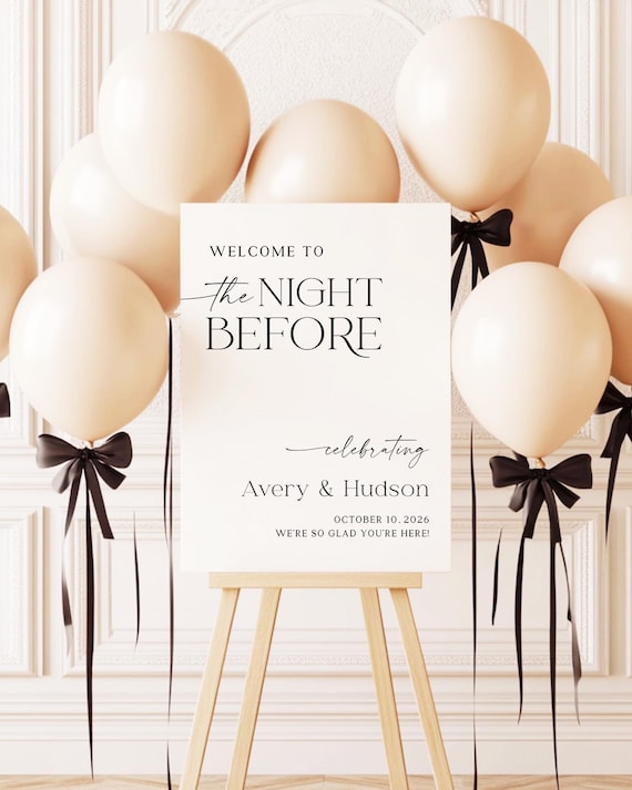 The Night Before Wedding Welcome Sign Rehearsal Dinner Welcome Sign Customizable Welcome to the Night Before Poster Printed + Shipped ML