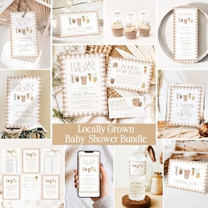 Locally Grown Baby Shower Bundle, Farmers Market Baby Shower Bundle, Home Grown Baby Shower Games, Editable Baby Shower Invitation, LG1