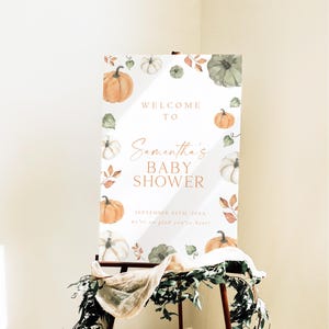 Pumpkin Baby Shower Welcome Sign, Little Pumpkin On The Way Baby Shower, Fall Baby Shower, Autumn Harvest Baby Party Signage G6