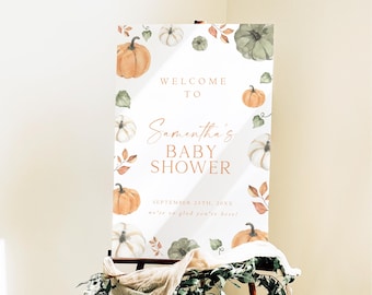 Pumpkin Baby Shower Welcome Sign, Little Pumpkin On The Way Baby Shower, Fall Baby Shower, Autumn Harvest Baby Party Signage G6
