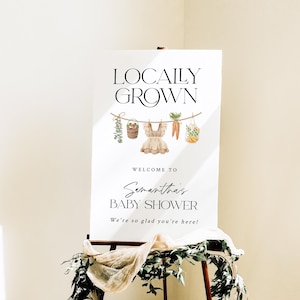 Locally Grown Baby Shower Welcome Sign, Farmers Market Baby Shower Welcome Sign, Editable Locally Grown Baby Shower Signage, HG