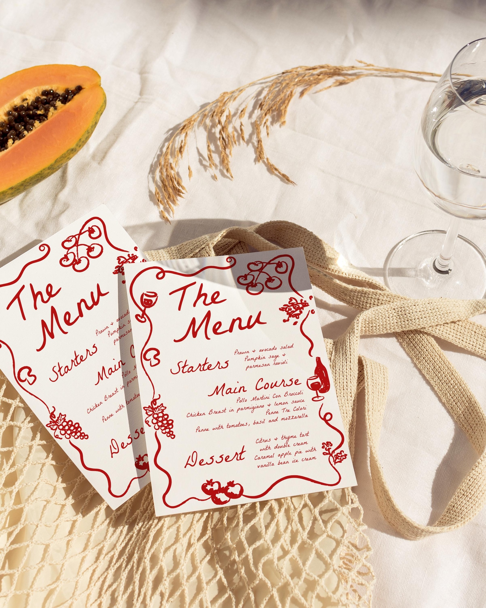 Hand Drawn Wedding Menu Template DIY Editable Shower Placecards ...