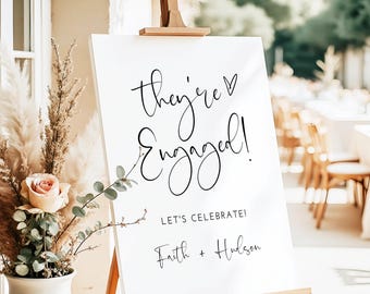 Engagement Party Welcome Sign, Minimalist Engagement Sign Template, Modern Engagement Welcome, Editable Welcome To Our Engagement KL