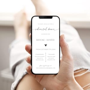 Digital Rehearsal Dinner Invitation | Modern Minimalist Wedding Rehearsal Evite | Electronic Dinner Invite | Instant Download Text | M1