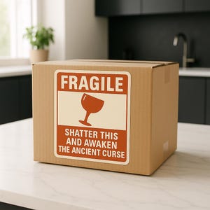 Fragile Sticker Printable - Shatter This And Awaken The Ancient Curse - Funny Curse Warning Label for Packaging and Shipping