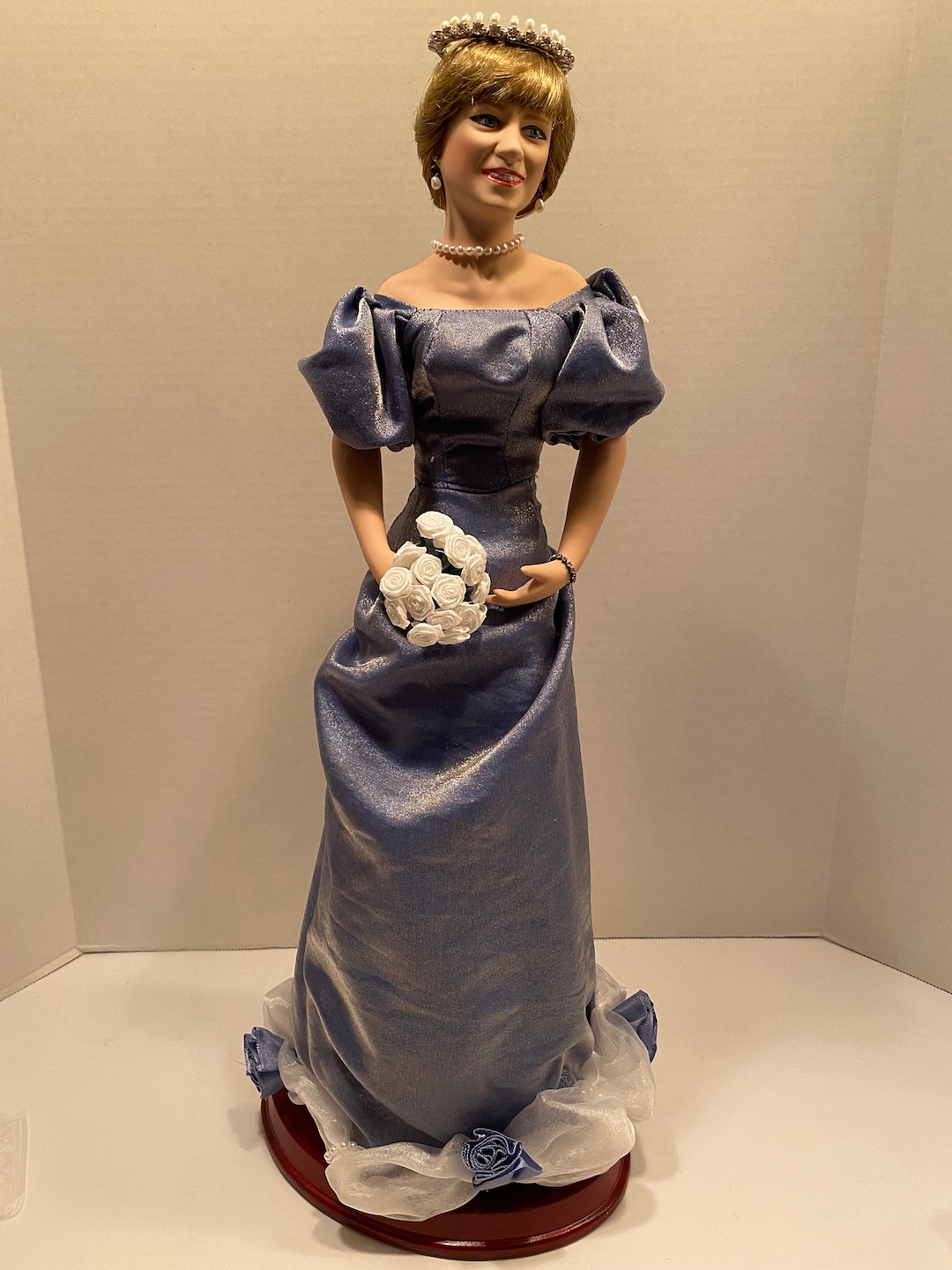 blue and white wedding dresses Sayle Dress Anne Barge Shirt:2XL showgirl Blue Brocade Pleated Midi From the collarbone to