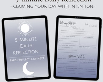 5-Minute Daily Reflection Journal: Morning & Night Check-in (Digital PDF)
