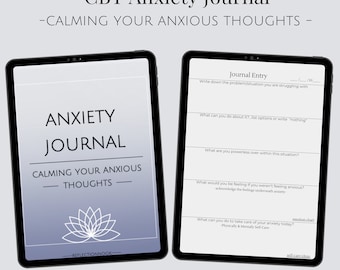 CBT Anxiety Journal: Digital Mental Health Prompts (Printable PDF)