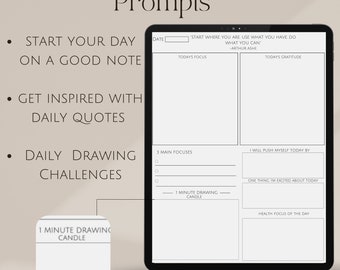 Daily Reflection Journal – Gratitude Prompts, Mental Health (Digital PDF)