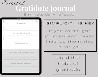 Minimalist Gratitude Journal: Daily Reflection, Mental Health (Digital Download)