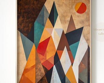 Abstract Geometric Mountain Landscape Poster - Modern Home Decor