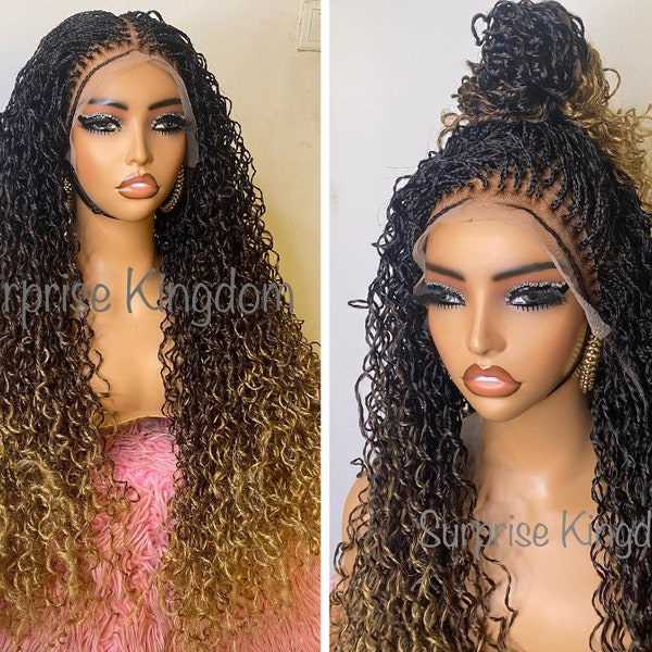 Custom Jayla Curly Braids, Full Lace Braids, Braided Wig, Braids Wig, Lace Frontal, Box Braids, Full volume Handmade 13 by 6 inches Wig